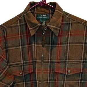 Lauren Ralph Lauren Men's Plaid‎ Flannel Quarter Zip Shirt Long Sleeve Small
